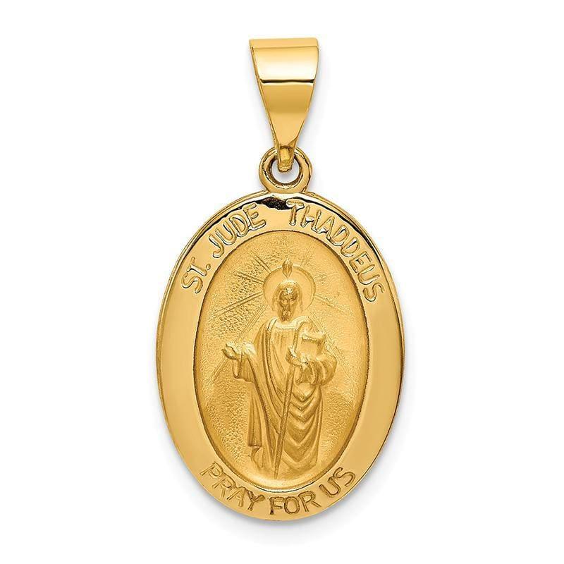 14k Polished and Satin St. Jude Thaddeus Medal Pendant - Seattle Gold Grillz