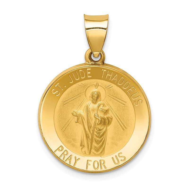 14k Polished and Satin St. Jude Thaddeus Medal Pendant - Seattle Gold Grillz