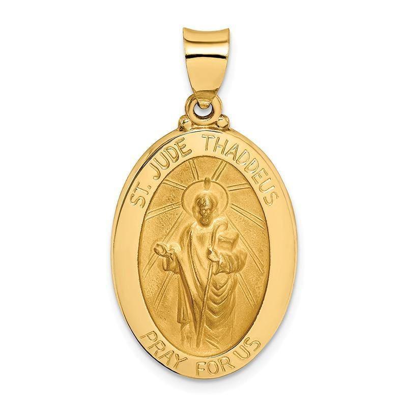 14k Polished and Satin St. Jude Thaddeus Medal Pendant - Seattle Gold Grillz