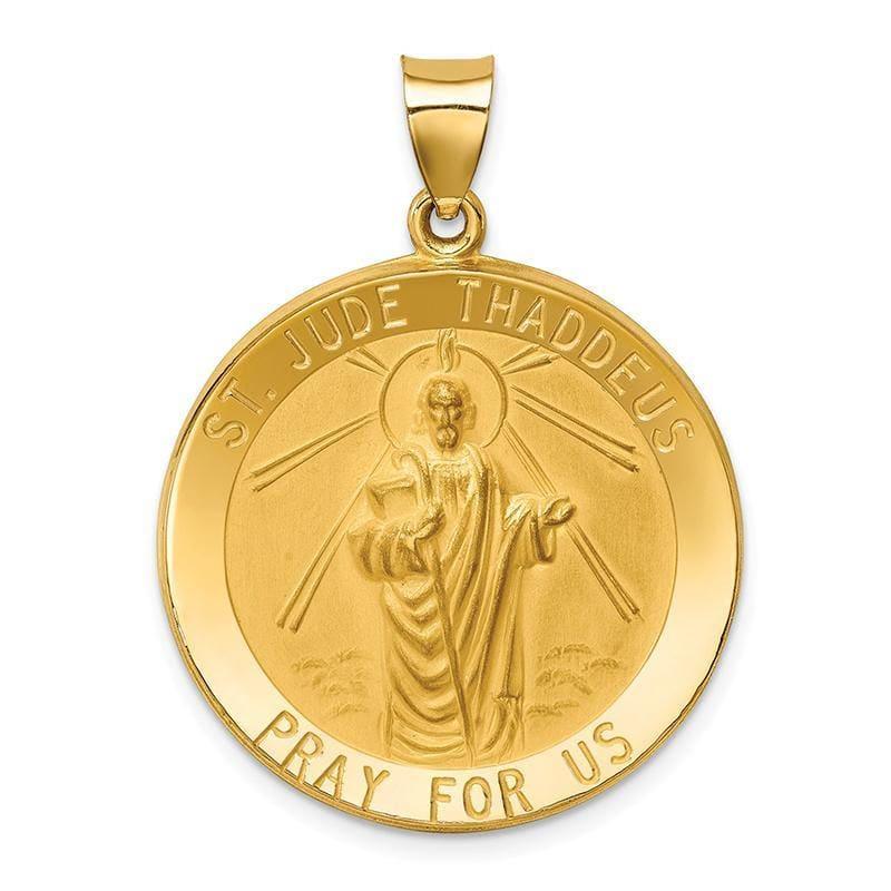 14k Polished and Satin St. Jude Thaddeus Medal Pendant - Seattle Gold Grillz