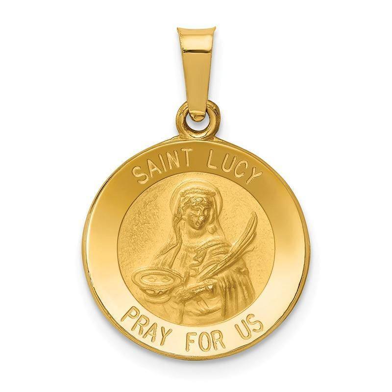 14k Polished and Satin St. Lucy Medal Pendant - Seattle Gold Grillz