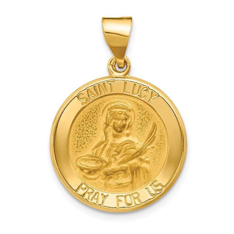 14k Polished and Satin St. Lucy Medal Pendant - Seattle Gold Grillz