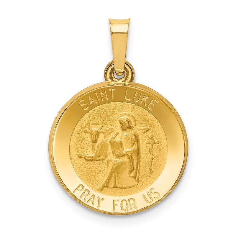 14k Polished and Satin St. Luke Medal Pendant - Seattle Gold Grillz