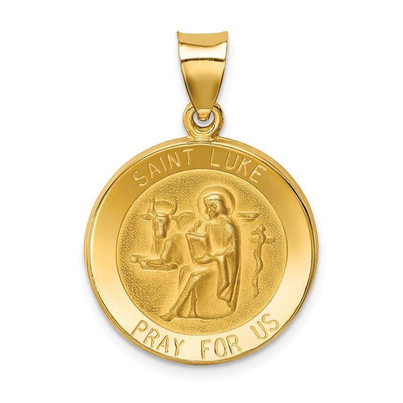 14k Polished and Satin St. Luke Medal Pendant - Seattle Gold Grillz