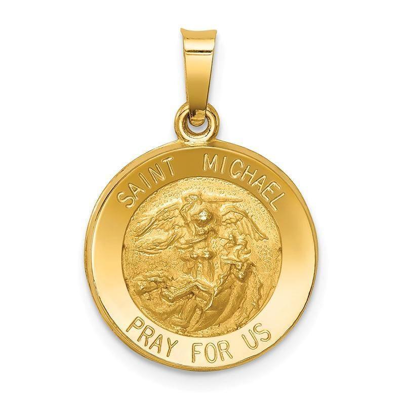 14k Polished and Satin St. Michael Medal Pendant - Seattle Gold Grillz