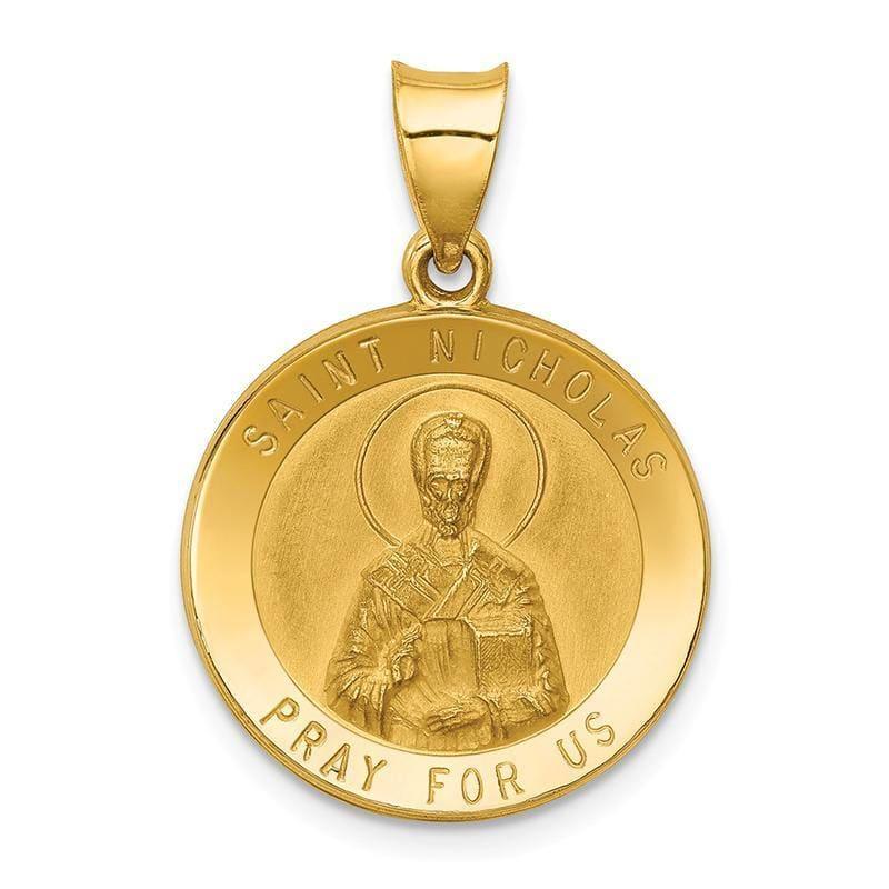 14k Polished and Satin St. Nicholas Medal Pendant - Seattle Gold Grillz