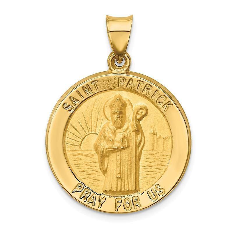 14k Polished and Satin St. Patrick Medal Pendant - Seattle Gold Grillz