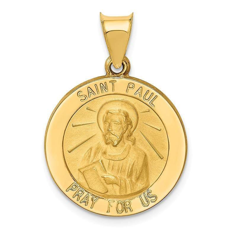 14k Polished and Satin St. Paul Medal Pendant - Seattle Gold Grillz