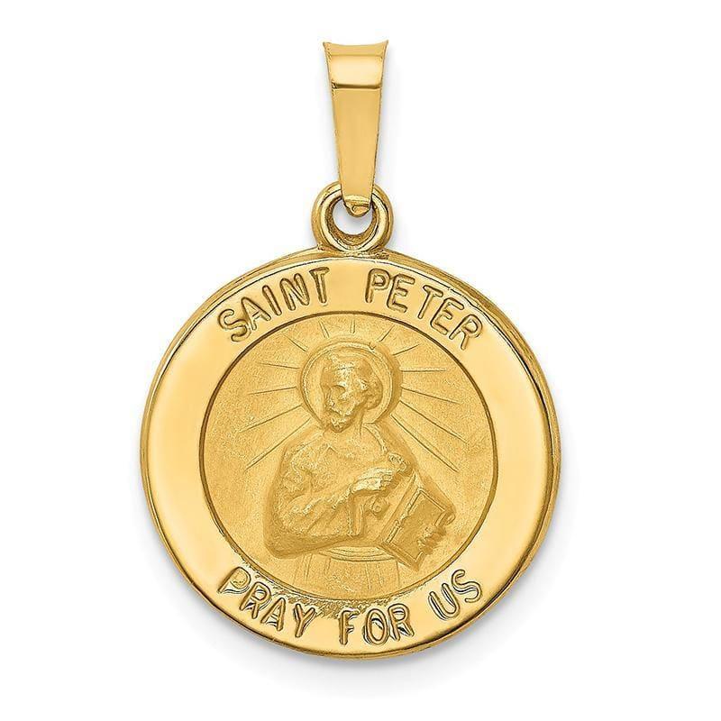 14k Polished and Satin St. Peter Medal Pendant - Seattle Gold Grillz