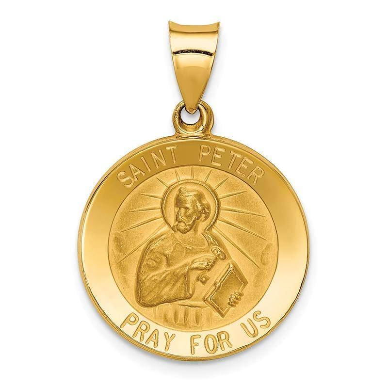 14k Polished and Satin St. Peter Medal Pendant - Seattle Gold Grillz