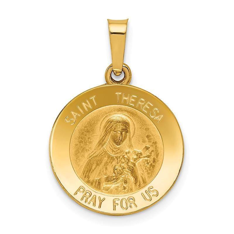 14k Polished and Satin St. Theresa Medal Pendant - Seattle Gold Grillz