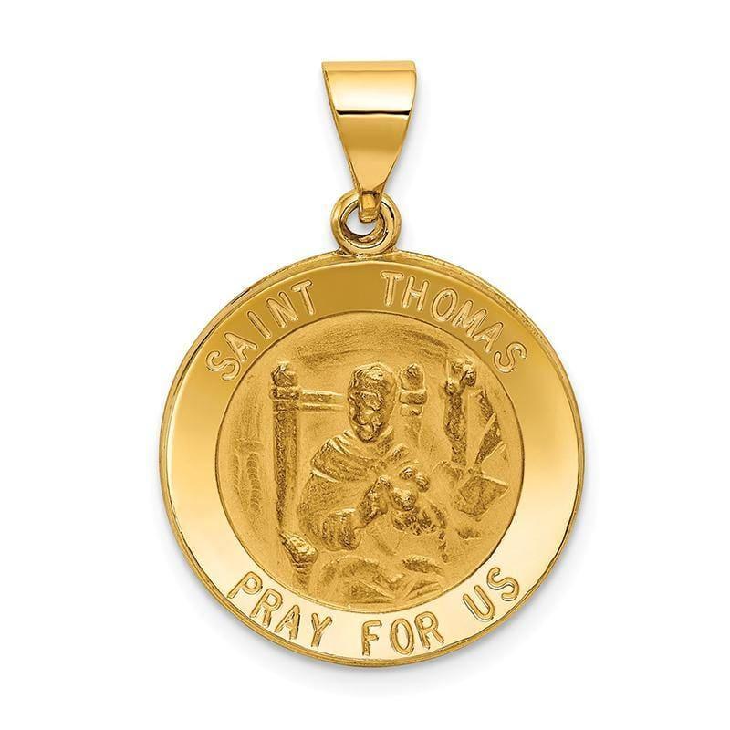 14k Polished and Satin St. Thomas Medal Pendant - Seattle Gold Grillz