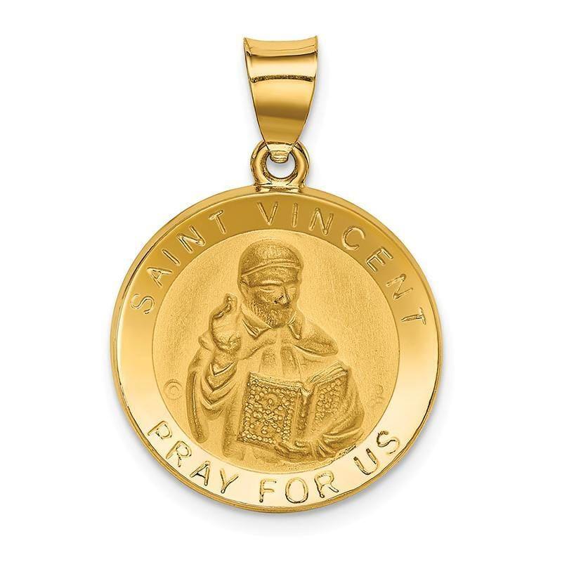 14k Polished & Satin St. Vincent Hollow Medal Pendant - Seattle Gold Grillz