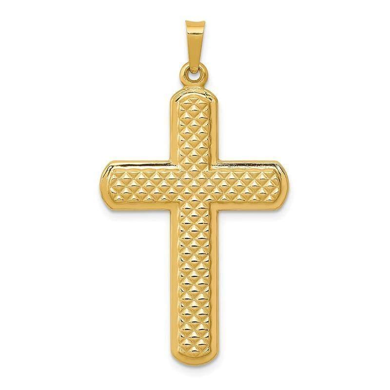14k Polished and Textured Cross Pendant - Seattle Gold Grillz