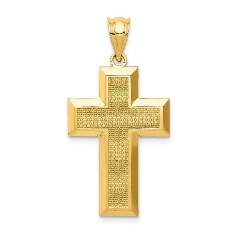 14k Polished & Textured Cross Pendant - Seattle Gold Grillz