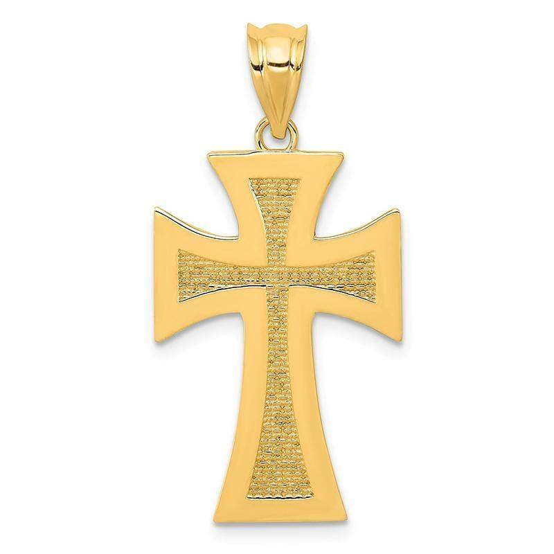 14k Polished & Textured Cross Pendant - Seattle Gold Grillz