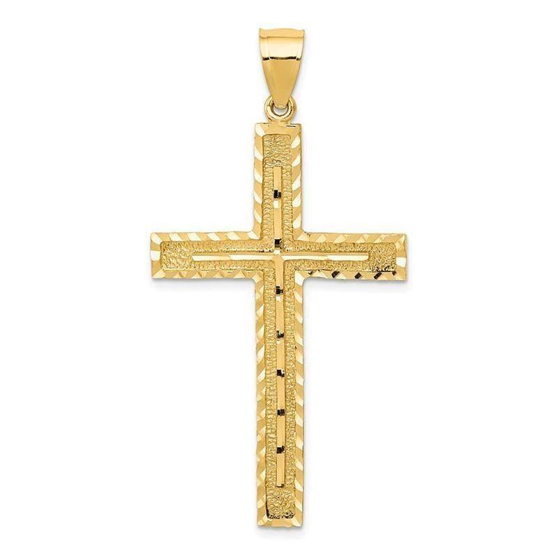 14k Polished and Textured Diamond-cut Latin Cross Pendant - Seattle Gold Grillz