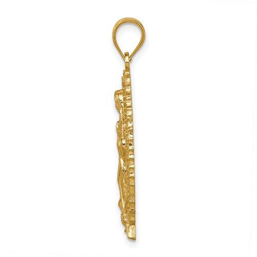 14K Polished and Textured Guadalupe Pendant - Seattle Gold Grillz