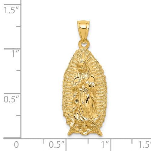 14K Polished and Textured Guadalupe Pendant - Seattle Gold Grillz