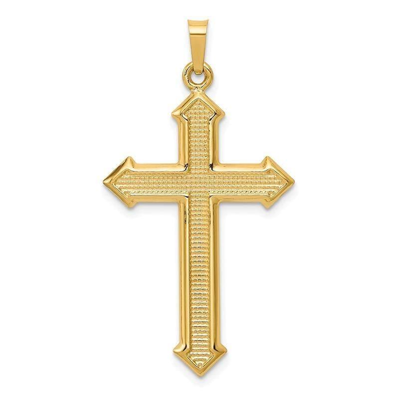 14k Polished and Textured Passion Cross Pendant - Seattle Gold Grillz