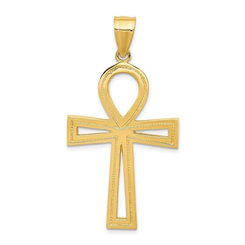 14k Polished Ankh Cross Pendant - Seattle Gold Grillz