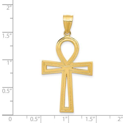 14k Polished Ankh Cross Pendant - Seattle Gold Grillz