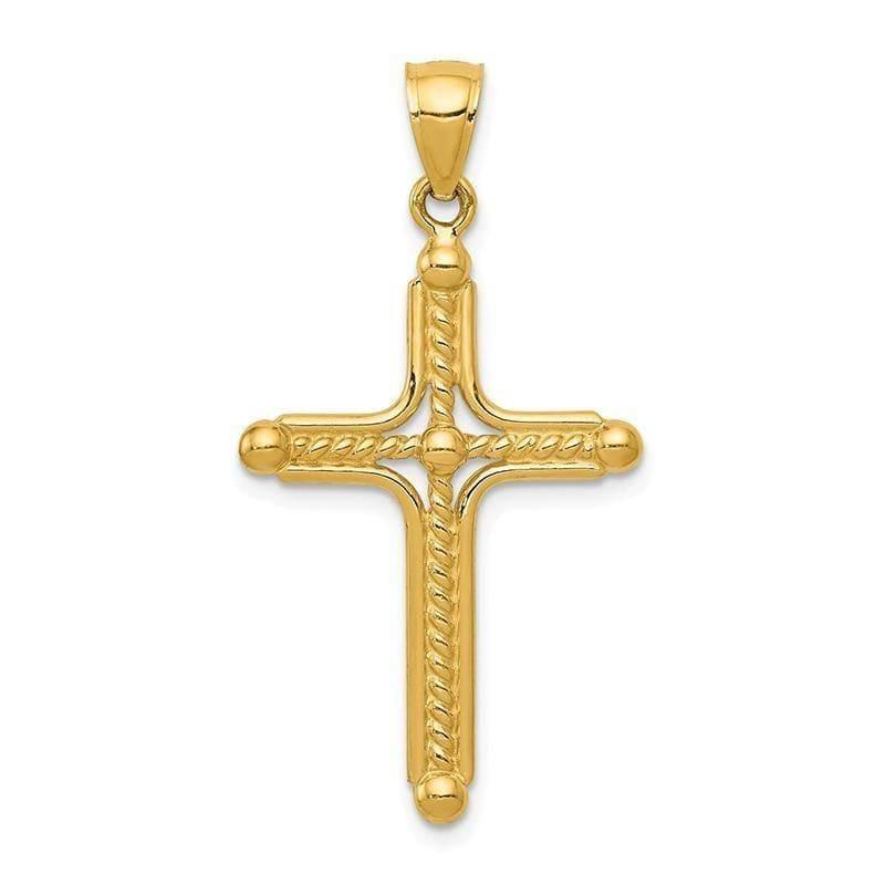 14k Polished Braided Cross Pendant - Seattle Gold Grillz