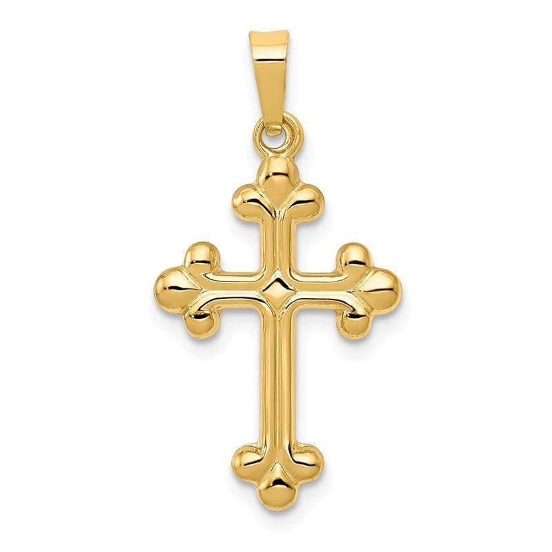 14k Polished Budded Cross Pendant - Seattle Gold Grillz
