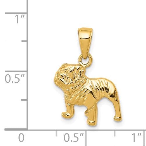 14k Polished Bulldog Pendant - Seattle Gold Grillz