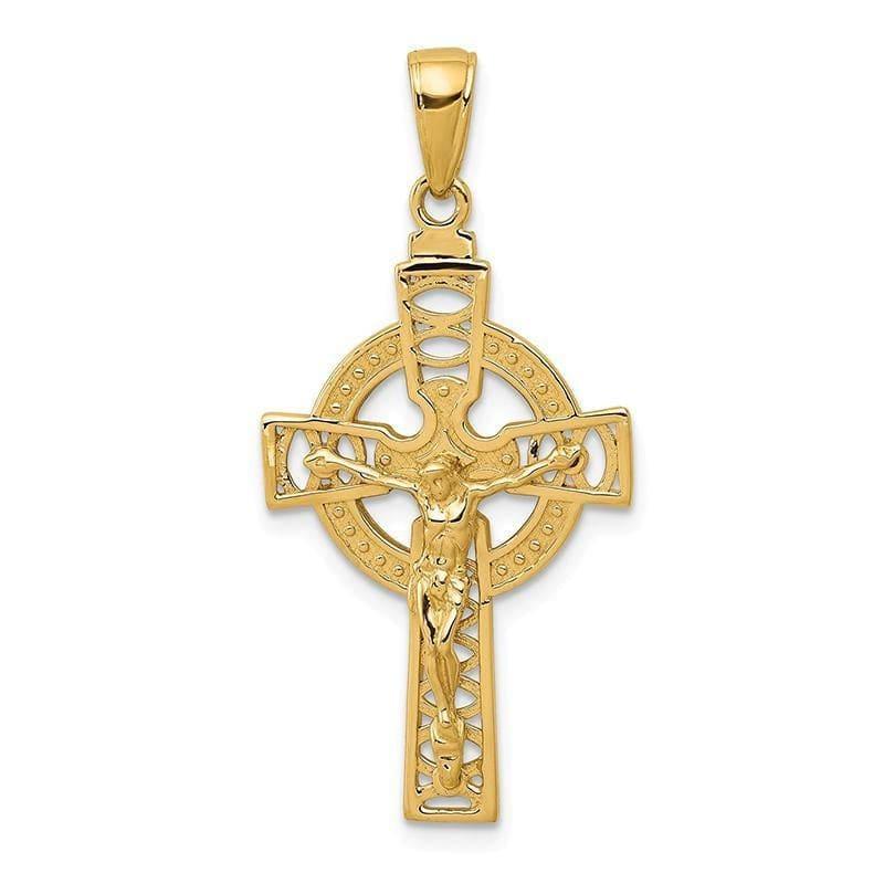 14k Polished Celtic Crucifix Pendant. Weight: 1.62, Length: 30, Width: 18 - Seattle Gold Grillz