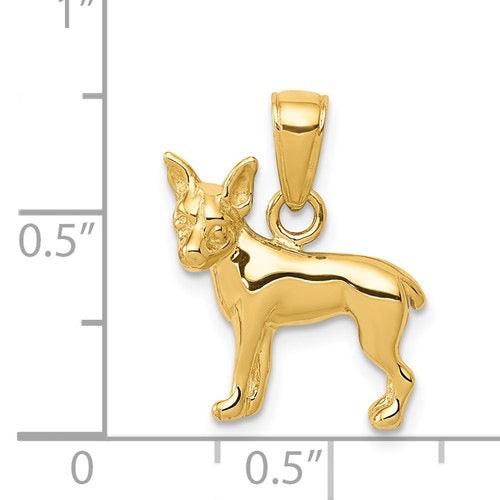 14k Polished Chihuahua Dog Pendant - Seattle Gold Grillz