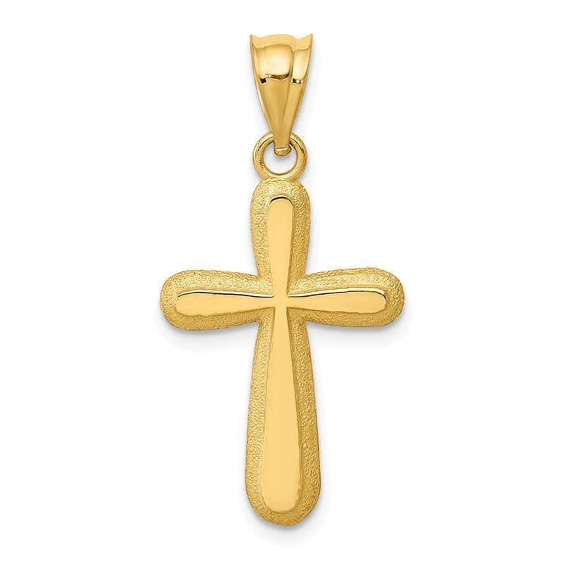 14k Polished Cross Pendant - Seattle Gold Grillz