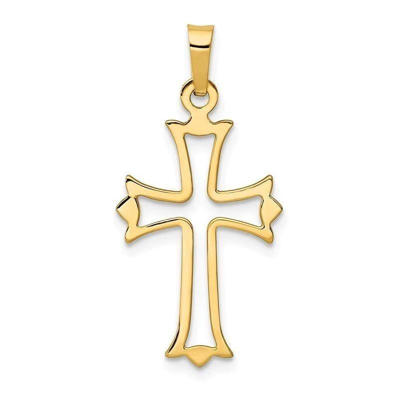 14k Polished Cut-out Fleur de Lis Cross Pendant - Seattle Gold Grillz