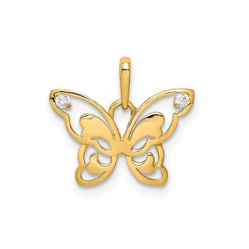 14k Polished CZ Butterfly Pendant - Seattle Gold Grillz