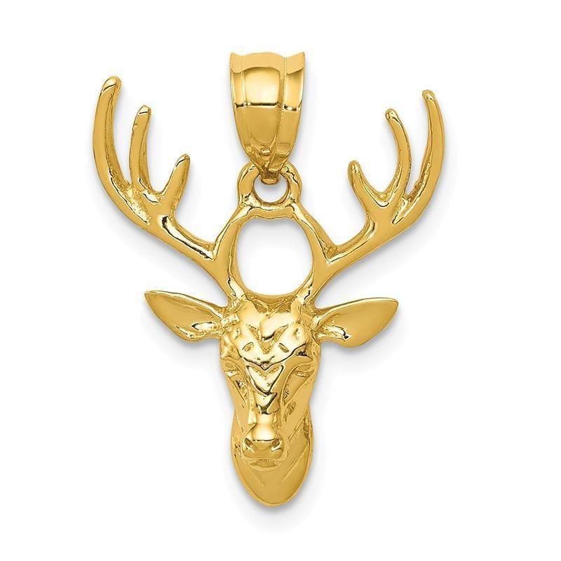 14k Polished Deer Head Pendant - Seattle Gold Grillz