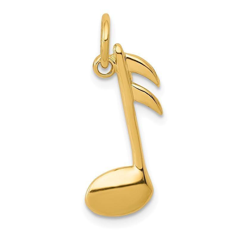 14k Polished Flat-Backed Musical Note Charm - Seattle Gold Grillz