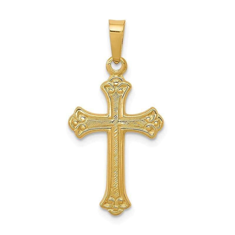 14k Polished Fleur de lis Cross Pendant - Seattle Gold Grillz