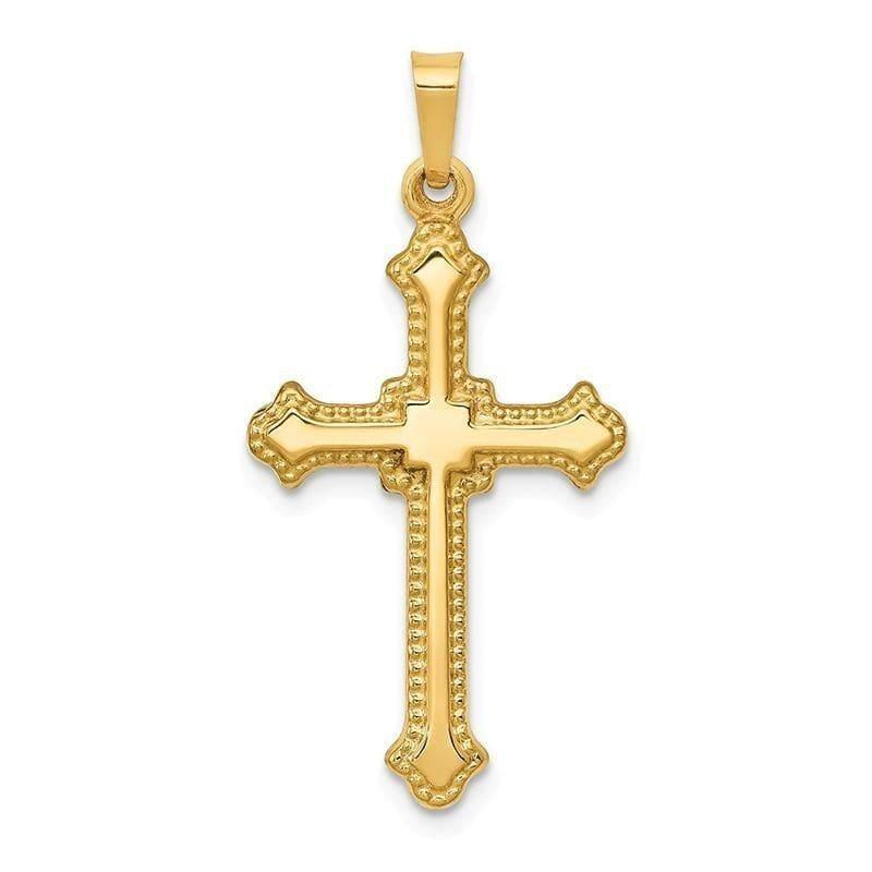 14k Polished Fleur de Lis Cross Pendant - Seattle Gold Grillz