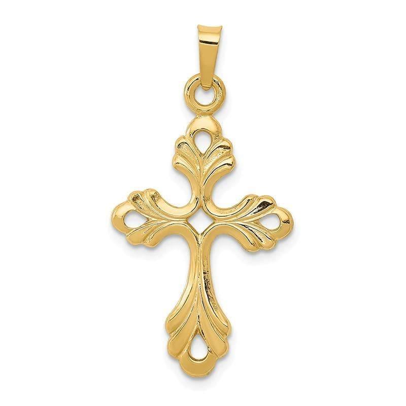 14k Polished Fleur De Lis Cross Pendant - Seattle Gold Grillz