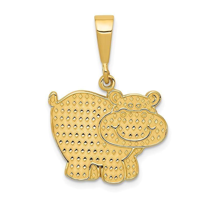 14k Polished Hippo Pendant - Seattle Gold Grillz