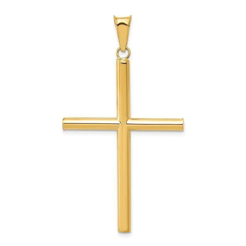 14K Polished Hollow Cross Pendant - Seattle Gold Grillz