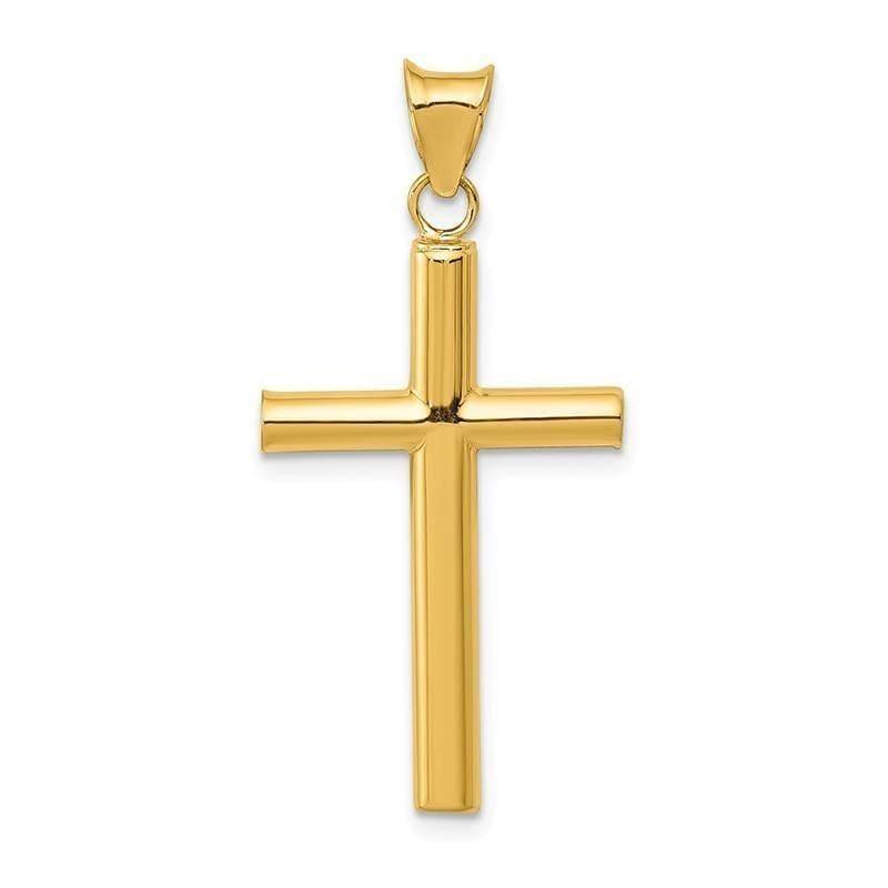 14K Polished Hollow Cross Pendant - Seattle Gold Grillz