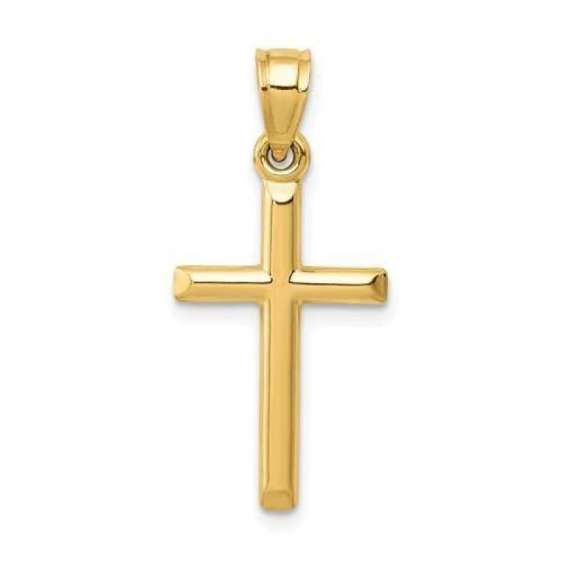 14k Polished Hollow Cross Pendant. Weight: 0.45, Length: 25, Width: 12 - Seattle Gold Grillz