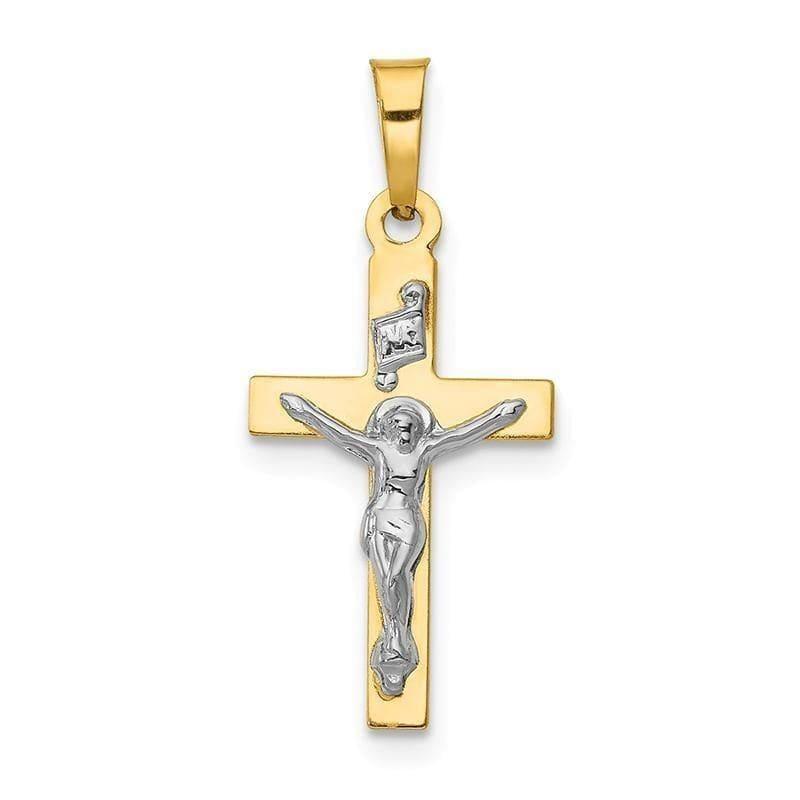 14k Polished INRI Crucifix Cross Pendant - Seattle Gold Grillz