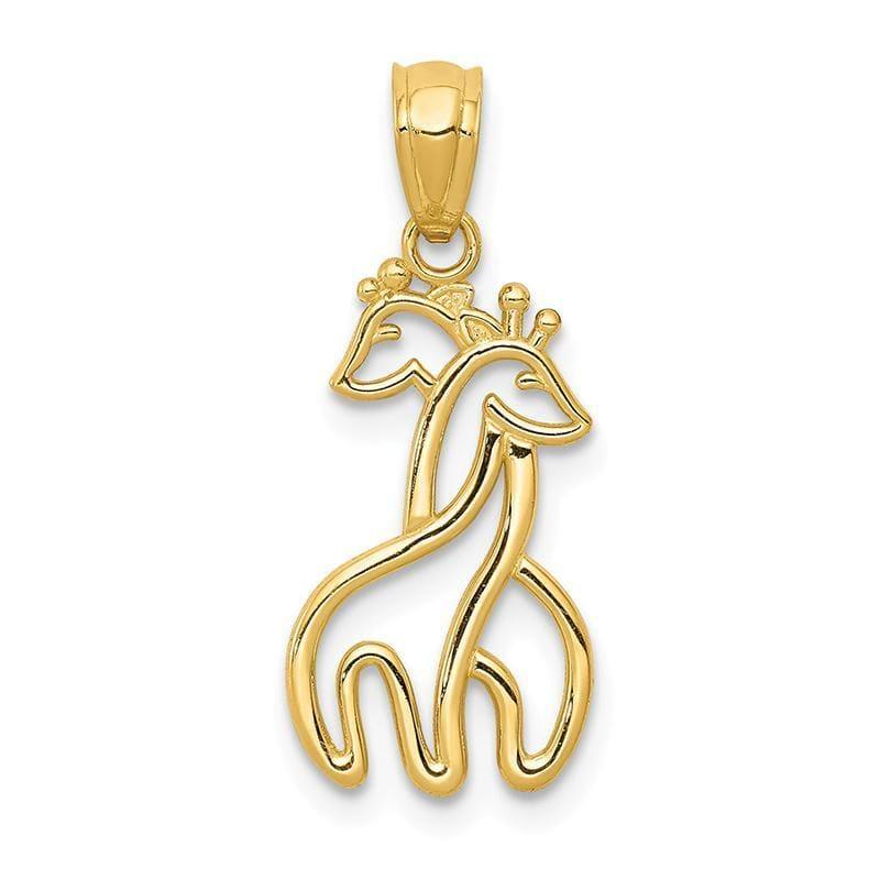 14K Polished Interlocking Giraffes Pendant - Seattle Gold Grillz