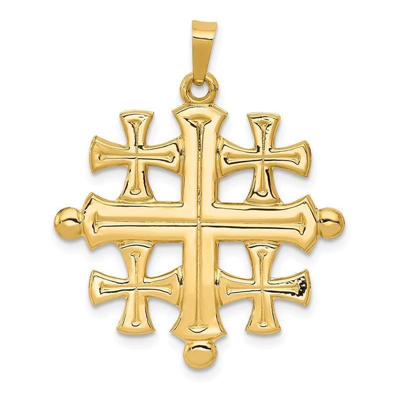 14k Polished Jerusalem Cross Pendant - Seattle Gold Grillz