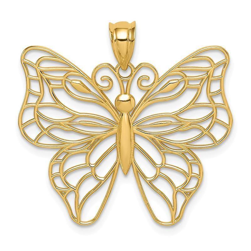 14k Polished Large Butterfly Pendant - Seattle Gold Grillz