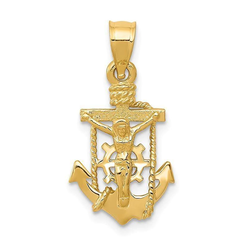 14k Polished Mariner Crucifix Pendant - Seattle Gold Grillz
