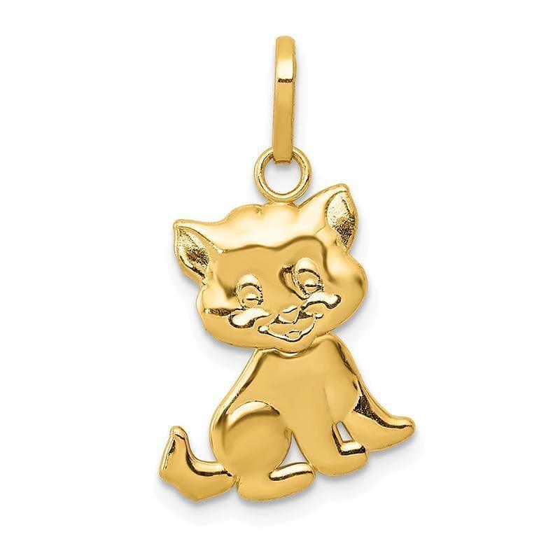 14k Polished Moveable Cat Pendant - Seattle Gold Grillz