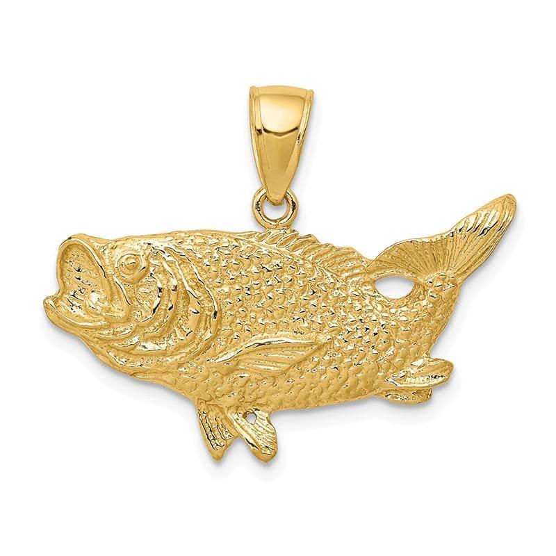 14k Polished Open-Backed Bass Fish Pendant B - Seattle Gold Grillz